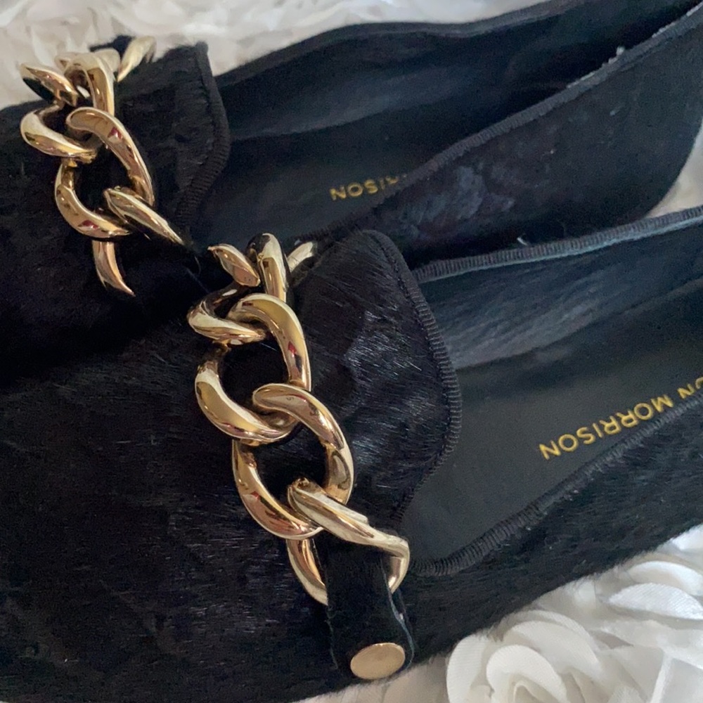 . Sigerson Morrison black pony hair chain loafers size 6.5! - Picture 5 of 6